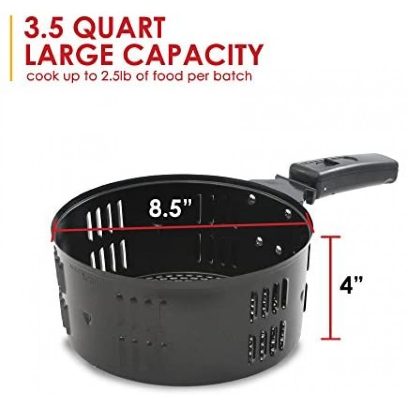 Elite Platinum EAF-2500D Dual Basket 3.5Qt Electric Digital Hot Air Fryer, 1400-Watts, Oil-Less Healthy Cooker, Temp/Timer Settings, PFOA/PTFE Free, Includes 26 Full Color Recipes, Black