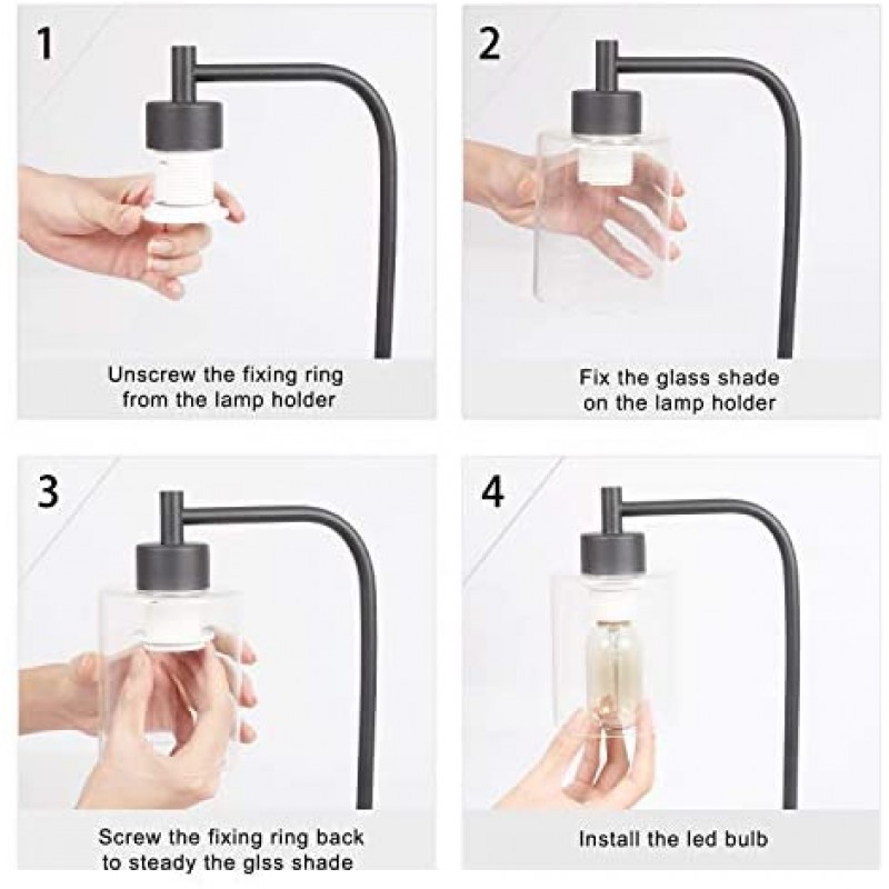 Innqoo Touch Control Table Lamp, 3 Way Dimmable Industrial Table Lamp with USB Charging Ports, Modern Nightstand Lamp, Metal Bedside Lamp for Living Room, Bedroom, Dorm (T45 Vintage Bulb Included)