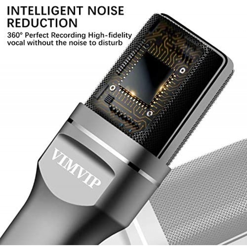 VIMVIP USB Condenser Microphone for Computer, USB PC Microphone & Mic Stand & POP Filter to Gaming, Streaming, Podcasting, Recording