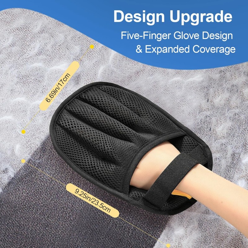 Pet Hair Removal Glove for Cats & Dogs, Upgraded Five-Finger Electrostatic Pet Hair Gloves, Reusable Magic Brush Pet Hair Remover Tool for Laundry, Couch, Carpet, Car Seat