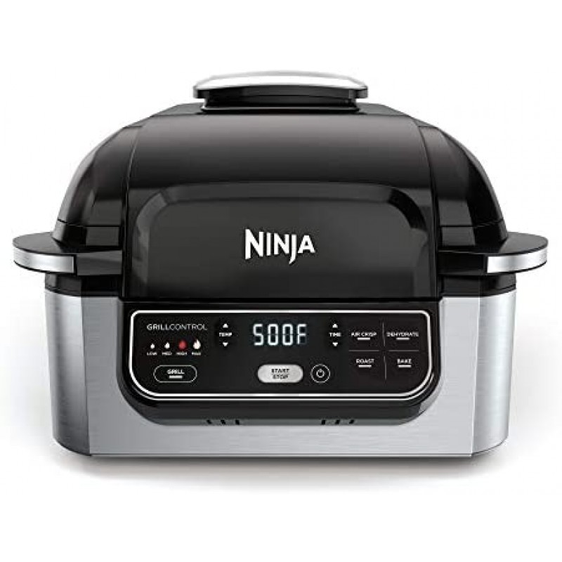 Ninja Foodi AG301 5-in-1 Indoor Electric Countertop 4-Quart Air Fryer, Roast, Bake, Dehydrate, and Cyclonic Grilling Technology, 10" x 10", Black/Silver